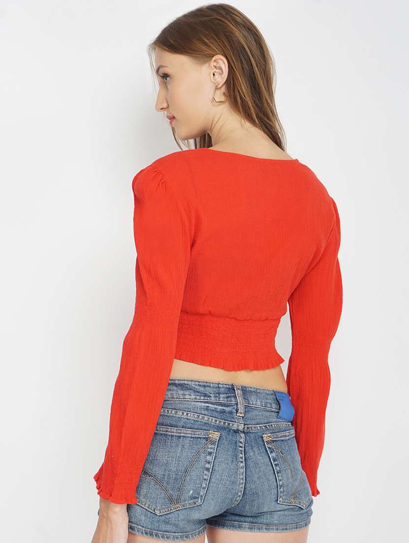 women's crop overlap neck top - 17822257 -  Standard Image - 2