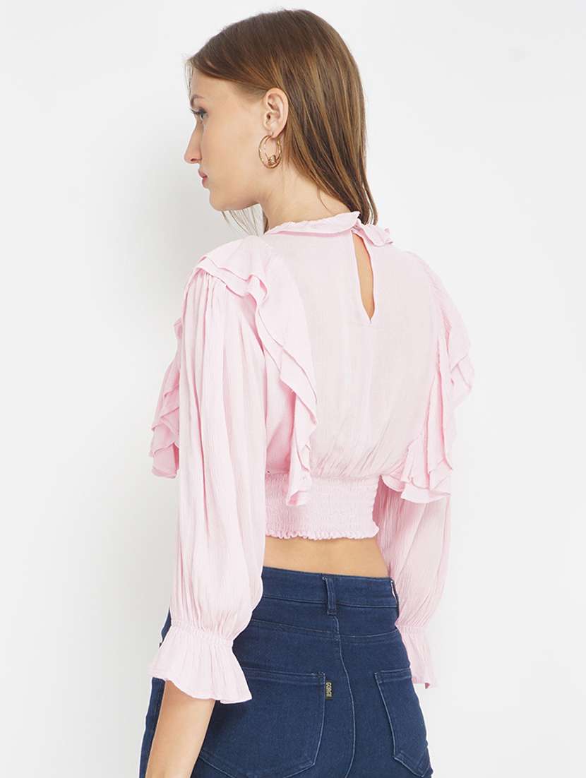 ruffle detail crop top  - 17822286 -  Standard Image - 2