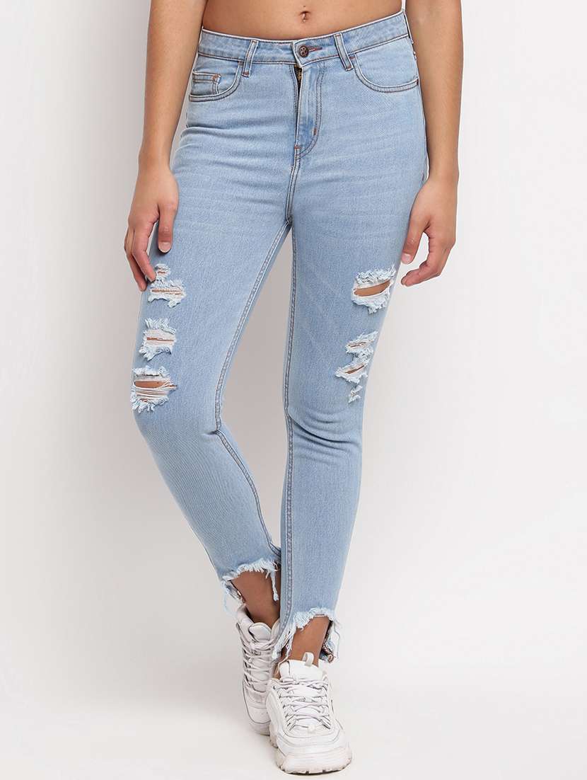 frayed hem stone washed jean