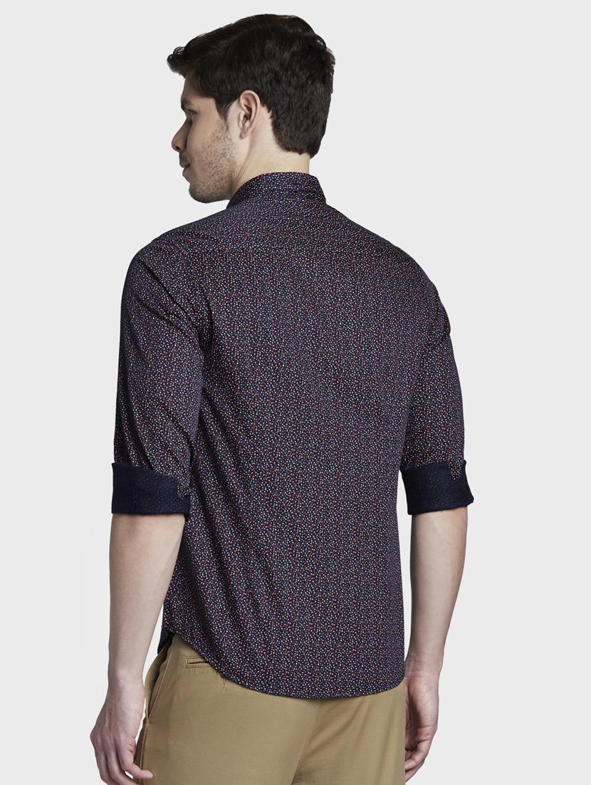 dark blue printed casual shirt - 17823004 - Standard Image - 2
