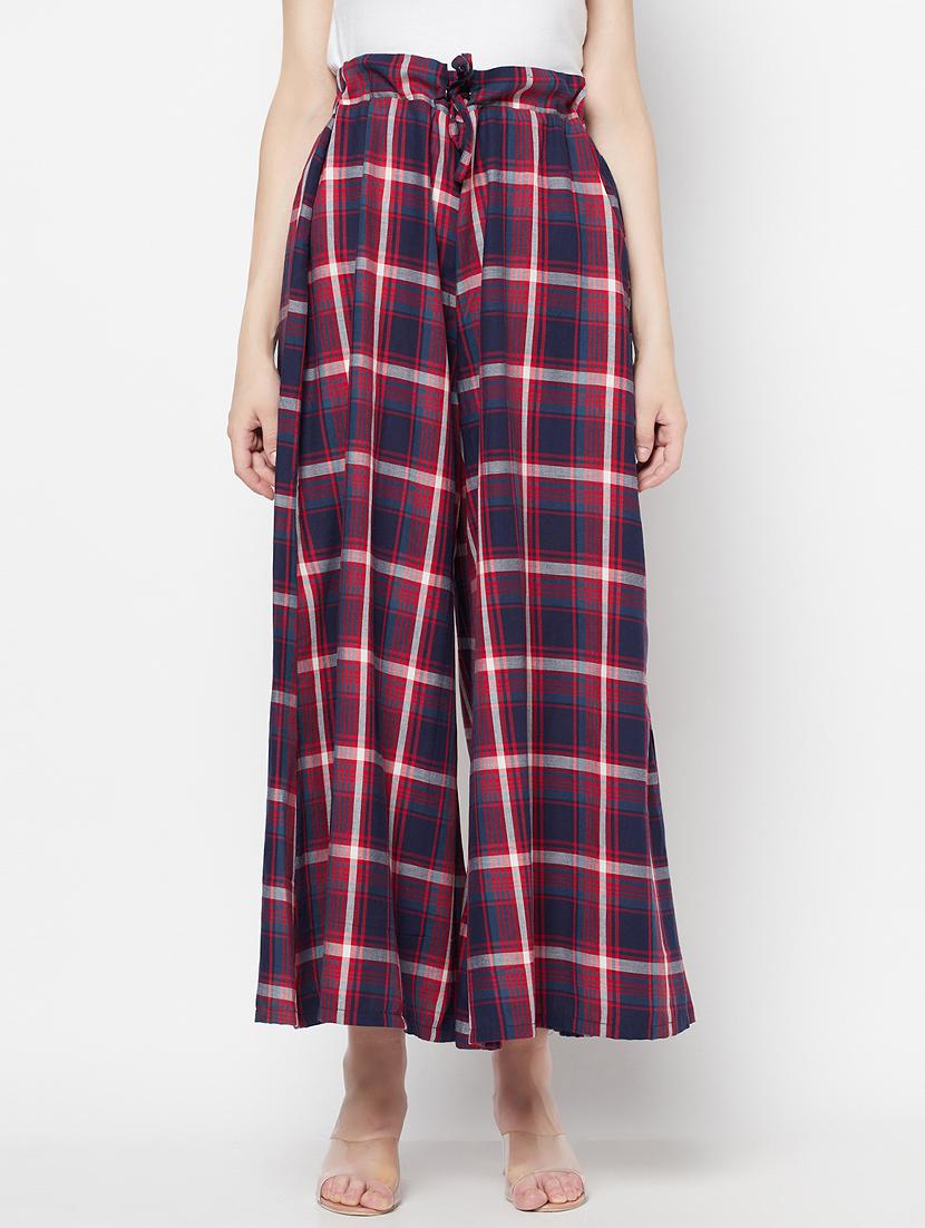 tie front checkered palazzo - 17823208 -  Zoom Image - 0
