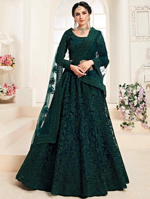 semi-stitched tonal embroidered lehenga choli with dupatta - 17823547 - Standard Image - 0