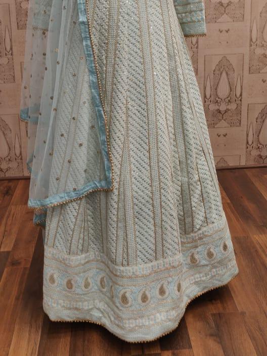 light blue anarkali with thread work - 17824524 - Standard Image - 2