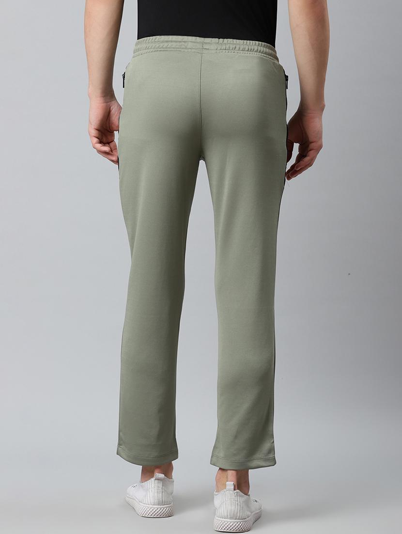 olive green printed full length track pant - 17825427 - Standard Image - 2