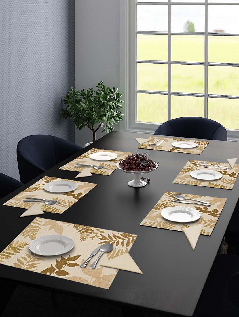 saral home cotton tablemat 6pc +  6pc napkin  set (33x48cm mat 40x40cm napkin