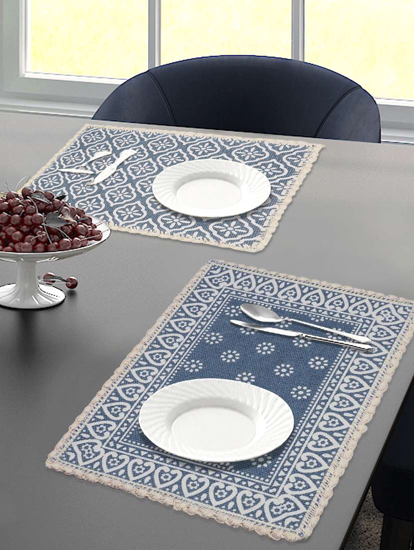 saral home cotton printed table mat - (pack of 2 pc, 34x45 cms)