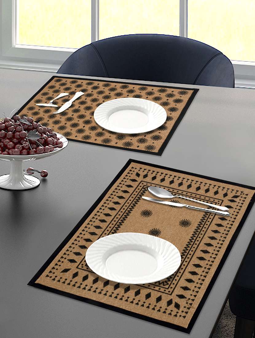 saral home cotton printed table mat - (pack of 2 pc, 34x45 cms)