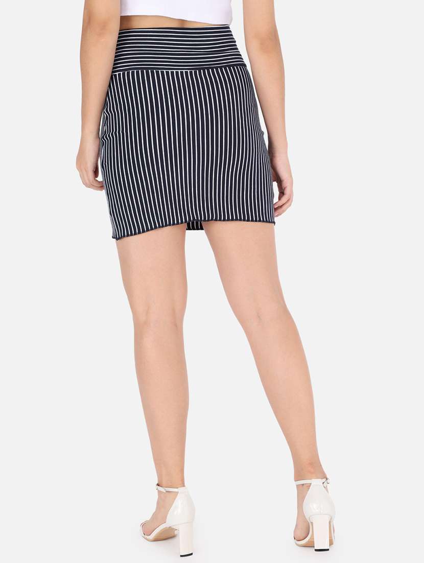 Mid Rise Striped Pencil Skirt