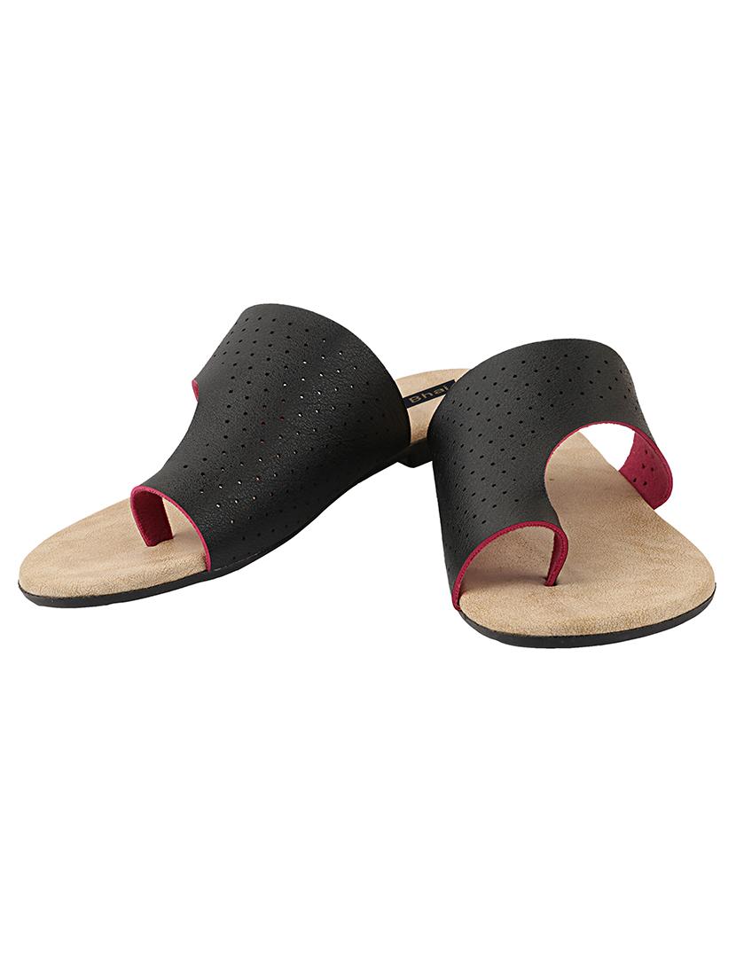 black synthetic slip on sandals - 17828405 - Standard Image - 2