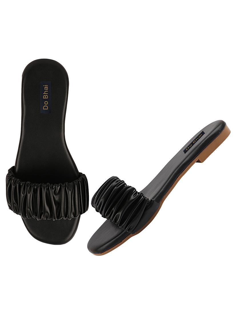 black synthetic slip on sandals - 17828410 - Standard Image - 2