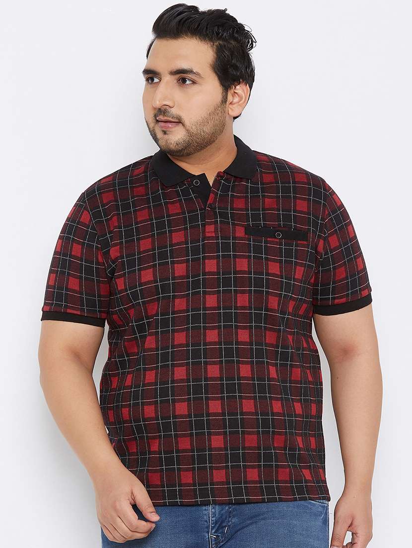 maroon checkered polo t-shirt