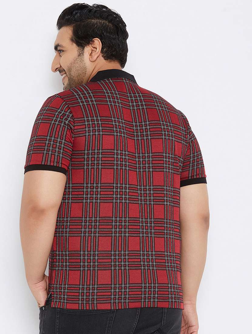 plus size maroon checkered polo t-shirt - 17828448 -  Standard Image - 2