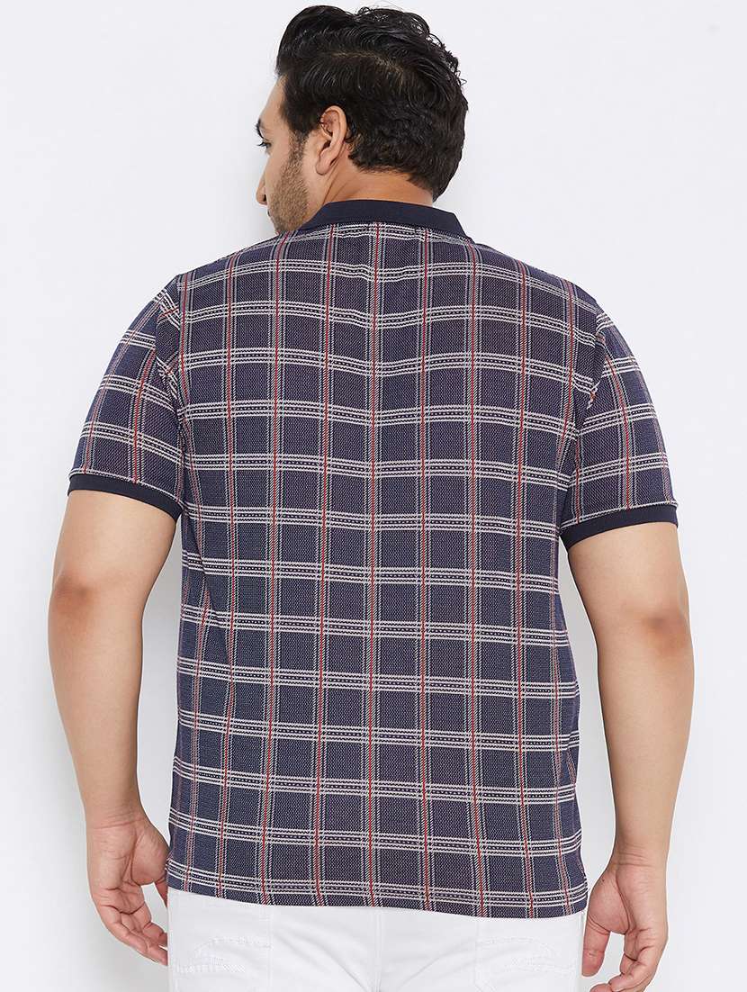 plus size navy blue checkered polo t-shirt - 17828449 -  Standard Image - 2
