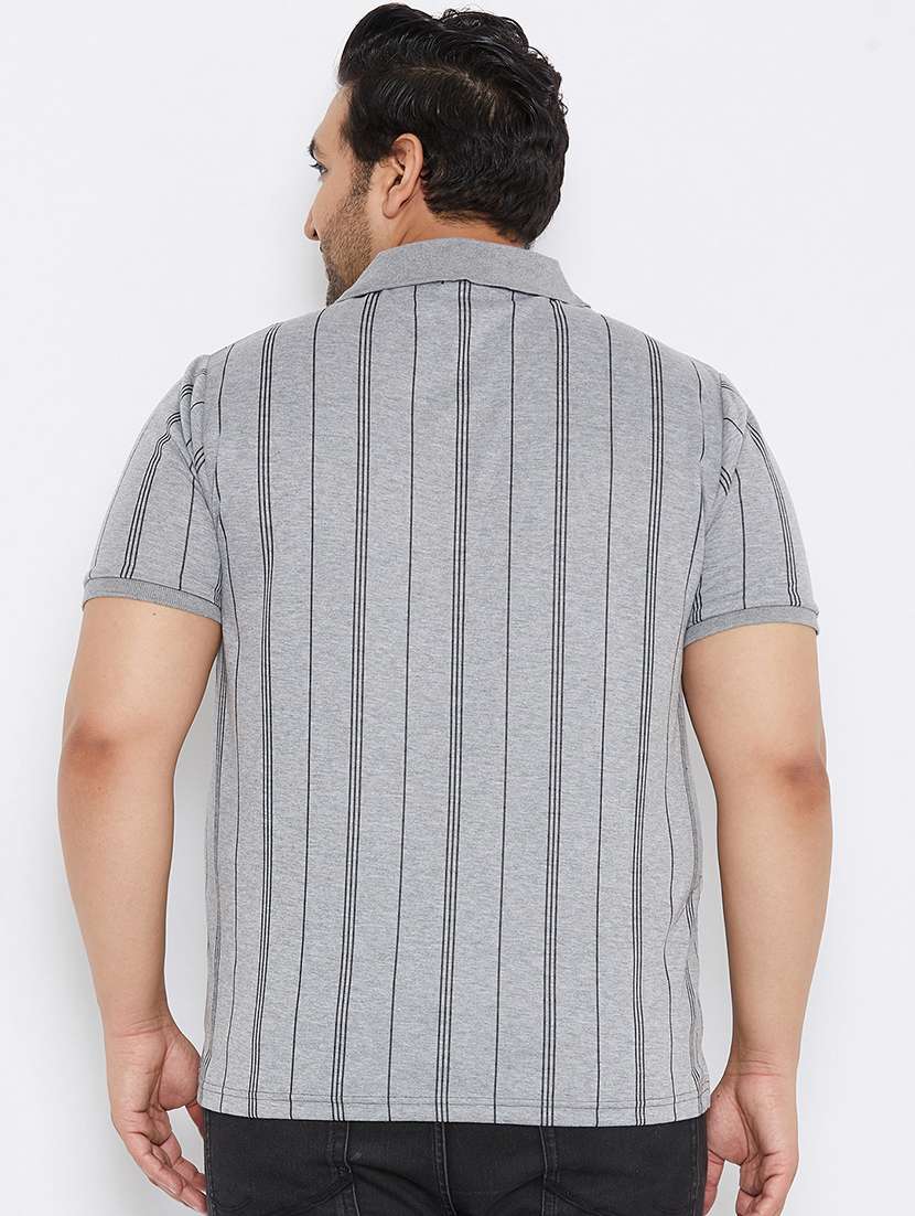 plus size grey striped polo t-shirt - 17828451 - Standard Image - 2