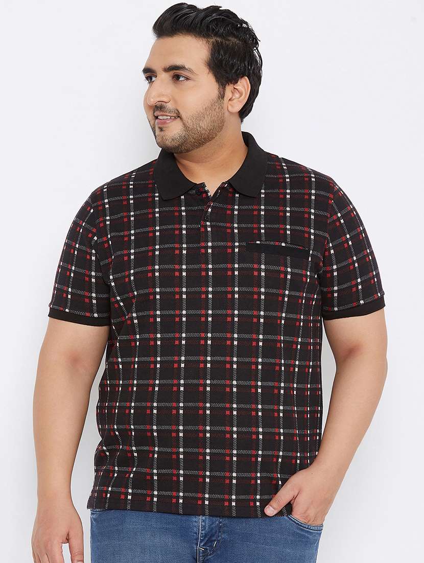 plus size black checkered polo t-shirt