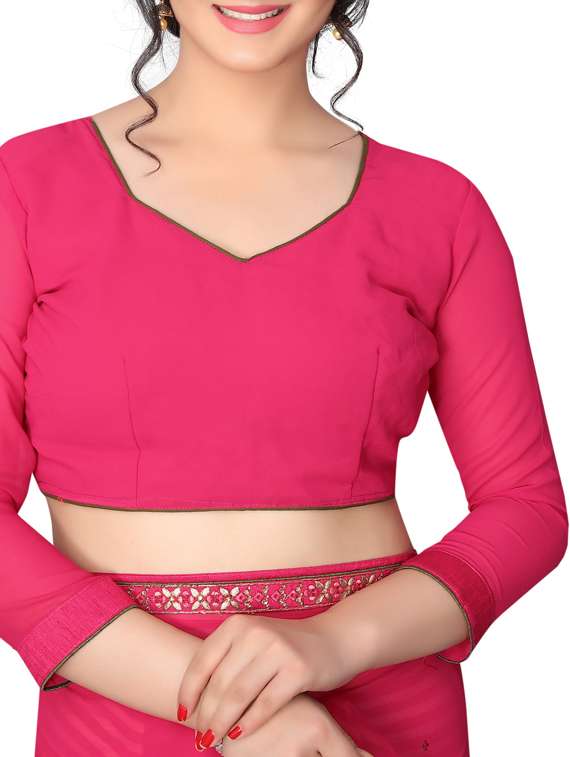 pink georgette half and half saree with blouse - 17828499 -  Standard Image - 2