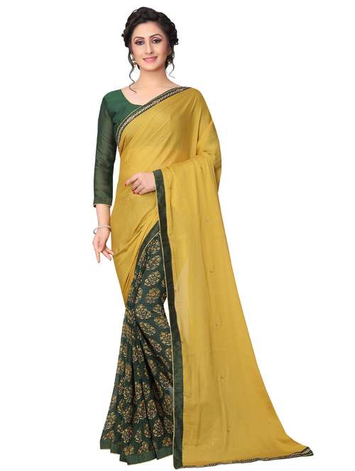 yellow georgette half and half saree with blouse - 17828500 -  Standard Image - 0