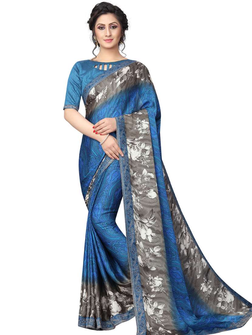 floral printed saree with blouse