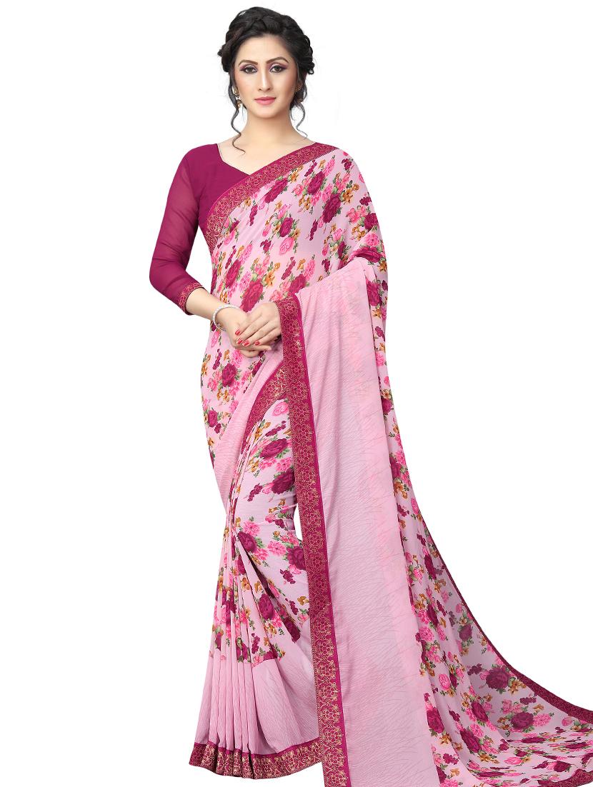 floral printed saree with blouse - 17828650 -  Zoom Image - 0