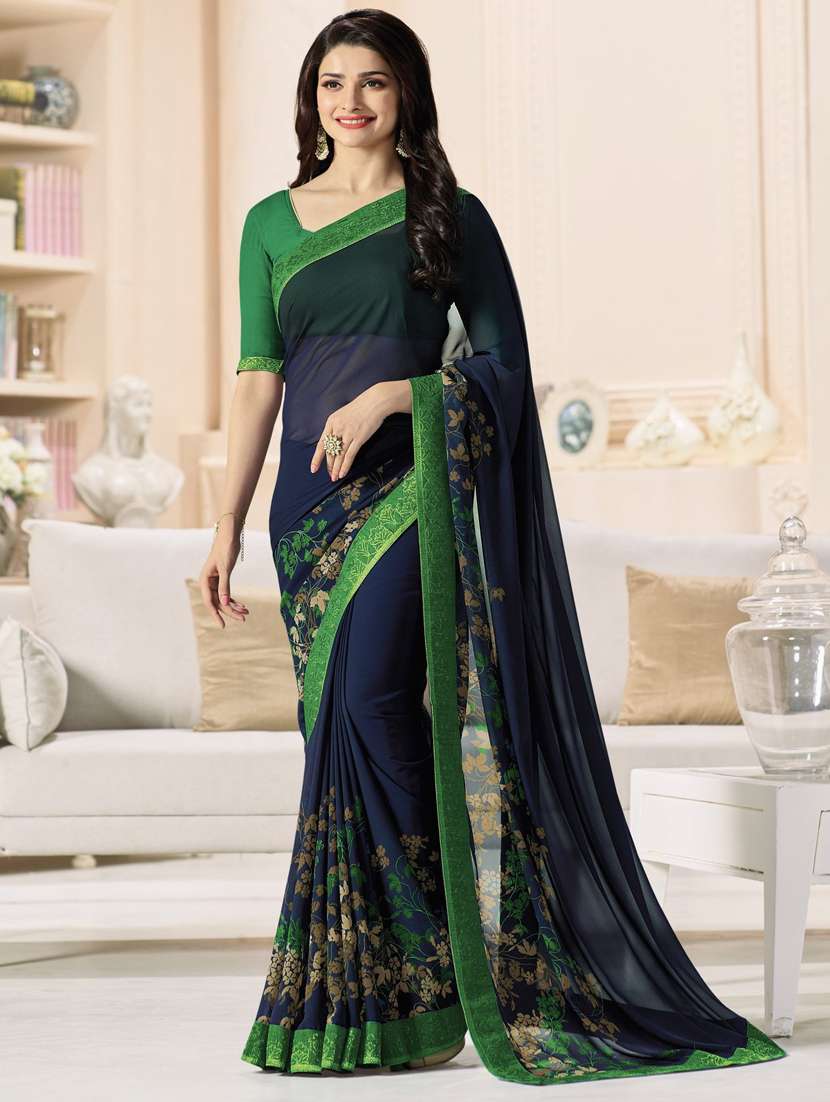 floral printed saree with blouse