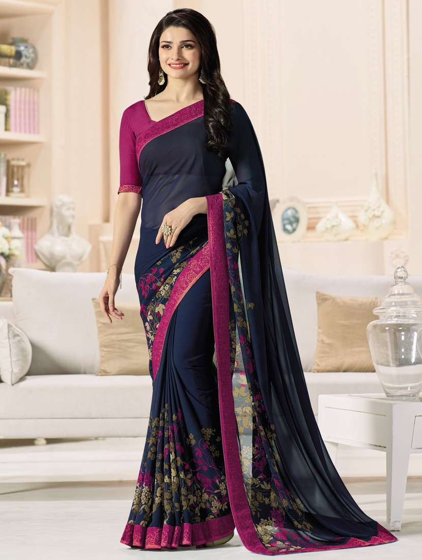 floral printed saree with blouse