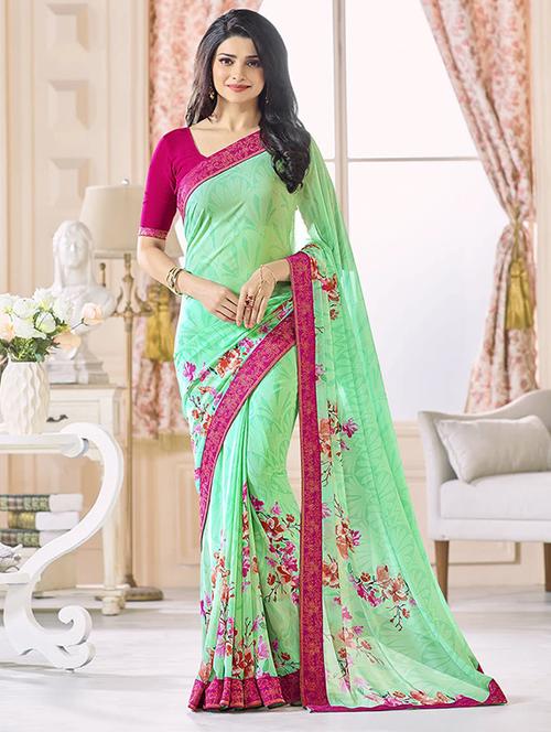  printed bordered saree with blouse - 17828687 -  Standard Image - 0