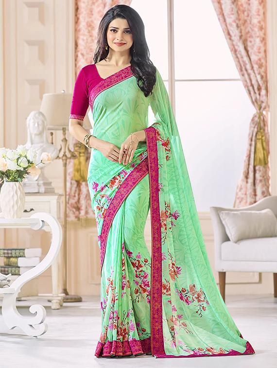  printed bordered saree with blouse - 17828687 -  Zoom Image - 0