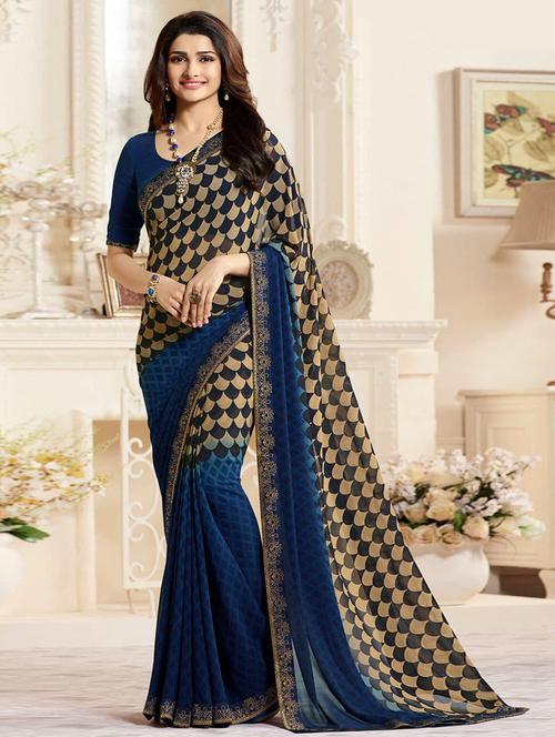 geometrical printed saree with blouse - 17828706 - Standard Image - 0
