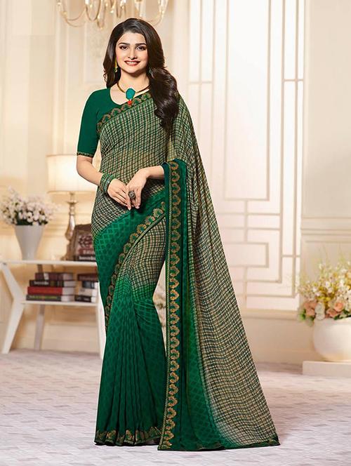 bordered printed saree with blouse - 17828708 - Standard Image - 0