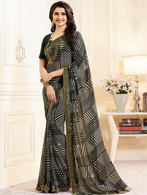 geometrical printed saree with blouse - 17828713 -  Standard Image - 0