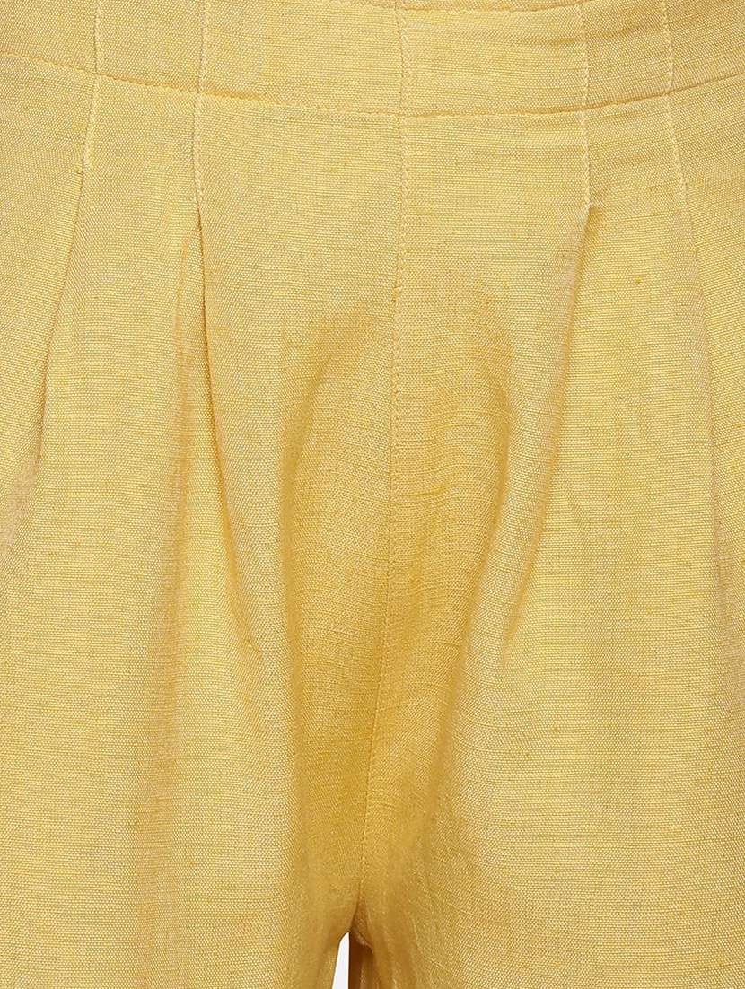 yellow solid casual trouser - 17829170 - Standard Image - 2