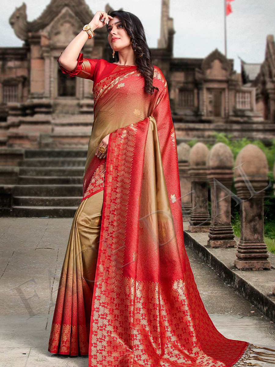 cream color pure silk saree for 