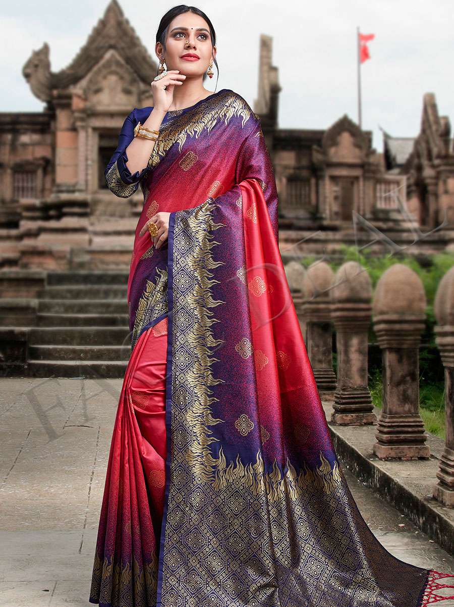 pink color pure silk saree for 