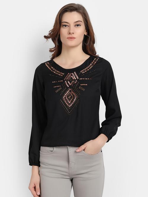 women's crop round neck top - 17832512 - Standard Image - 0