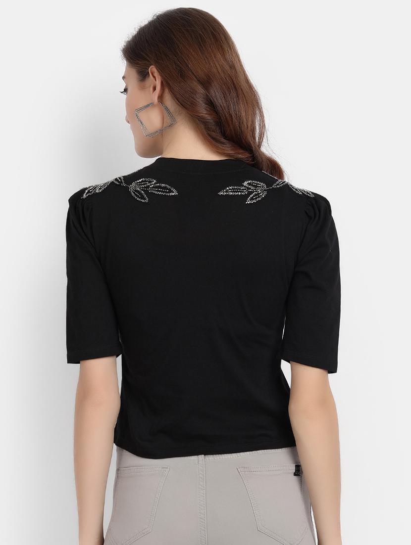 women's crop round neck top - 17832516 - Standard Image - 2
