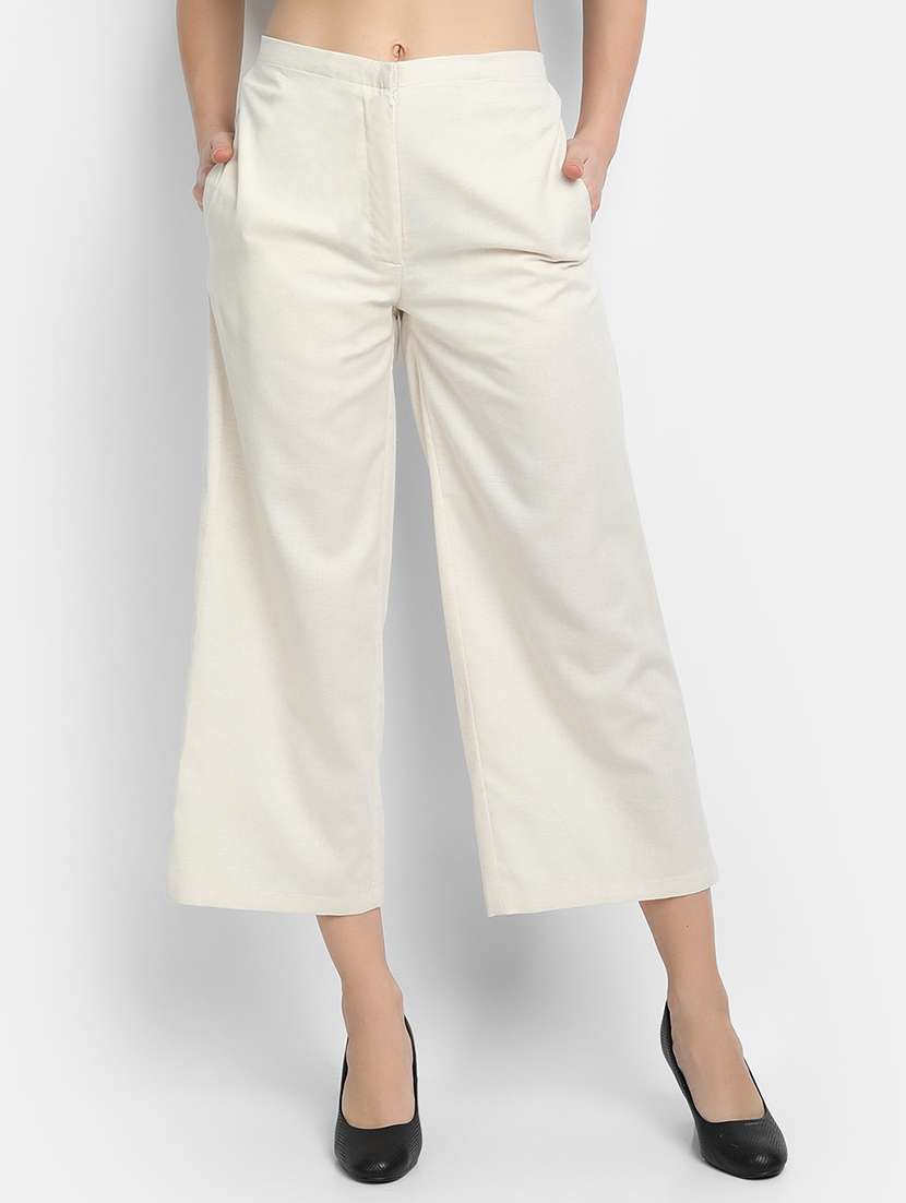 women solid mid rise culottes