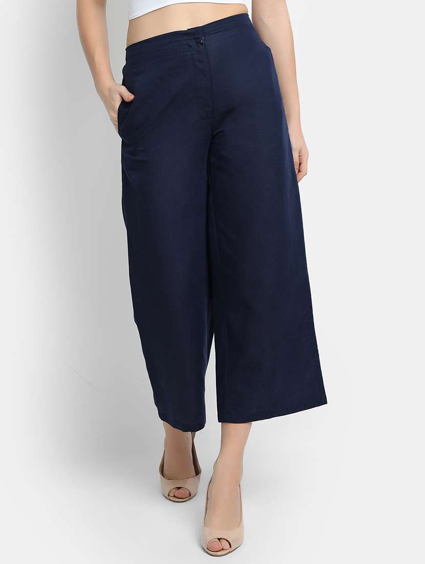 women solid high rise culottes