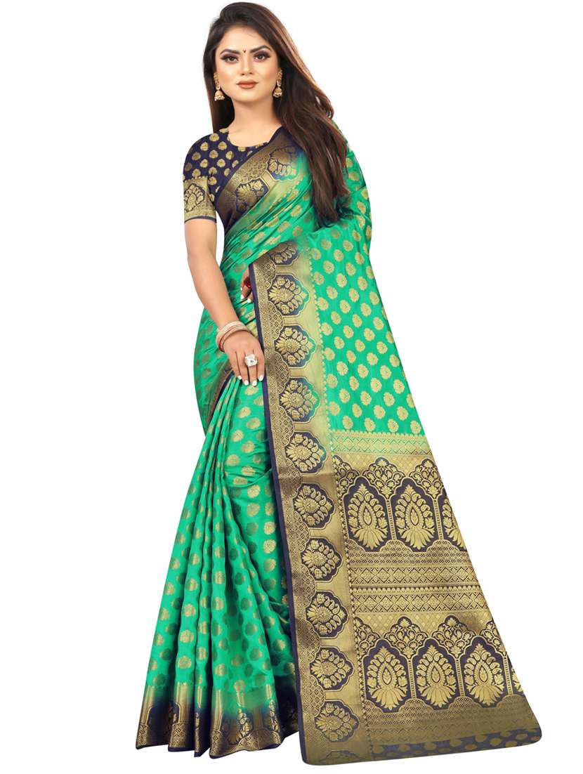 ethnic motifs kanjivaram saree with blouse