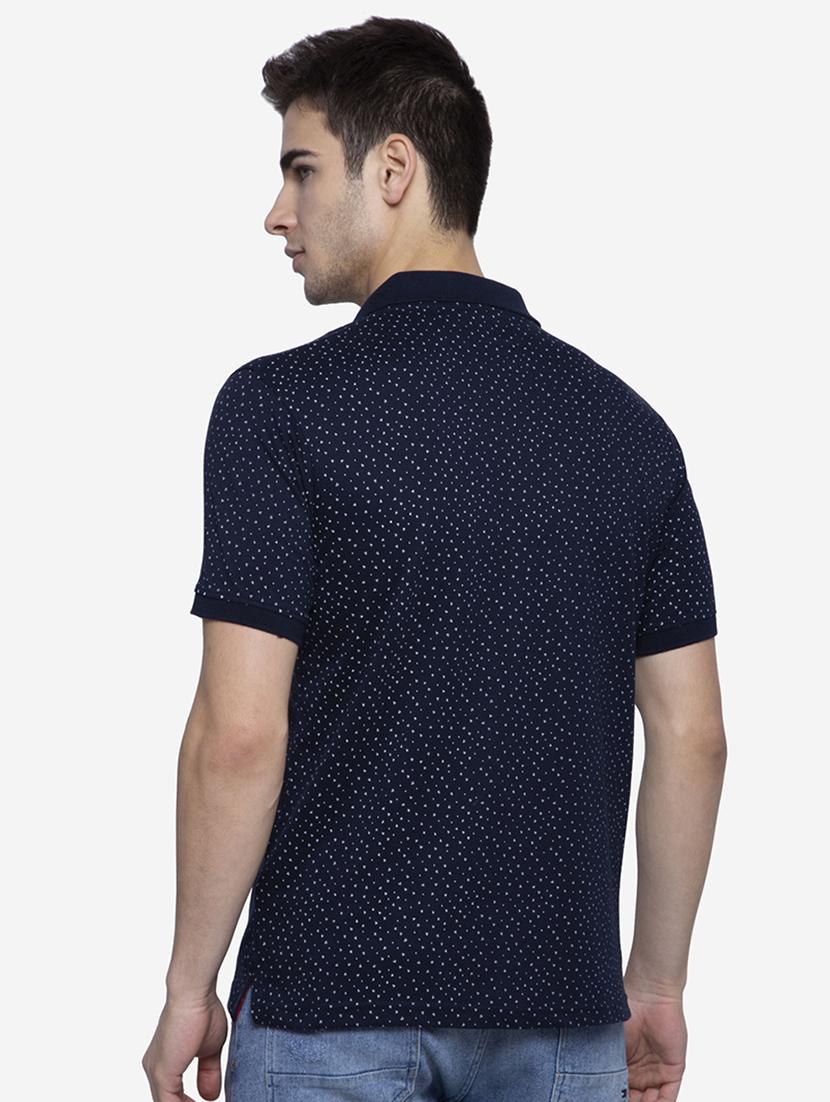 navy blue printed polo t-shirt - 17833731 - Standard Image - 2