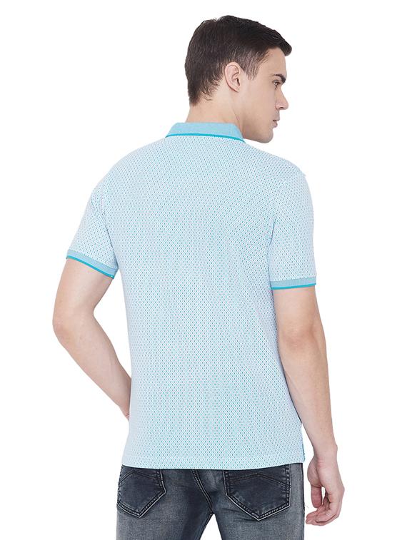 light blue self design polo t-shirt - 17833744 - Standard Image - 2