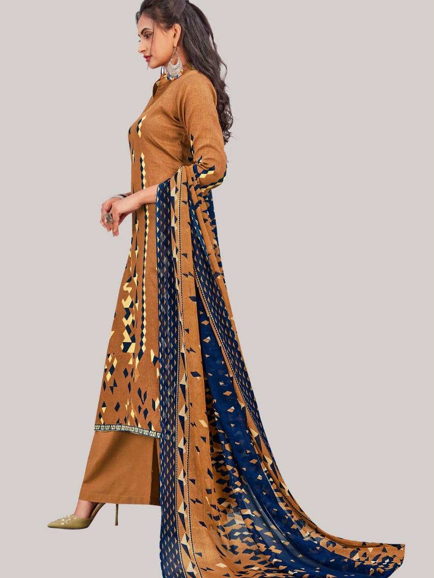 semi cotton printed unstitched suit - 17834784 - Standard Image - 2