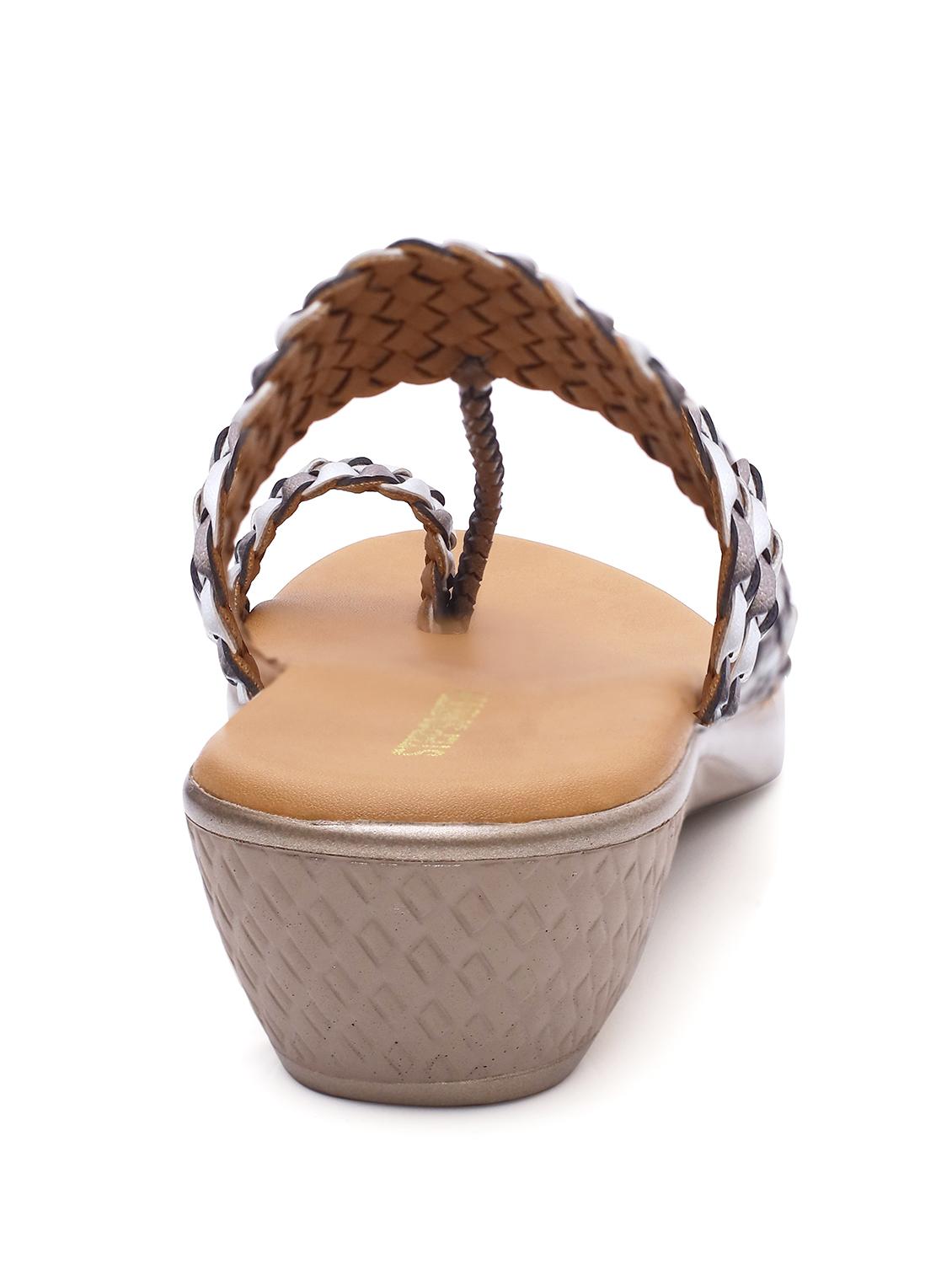 grey kolhapuri slipon sandals - 17835223 - Standard Image - 2