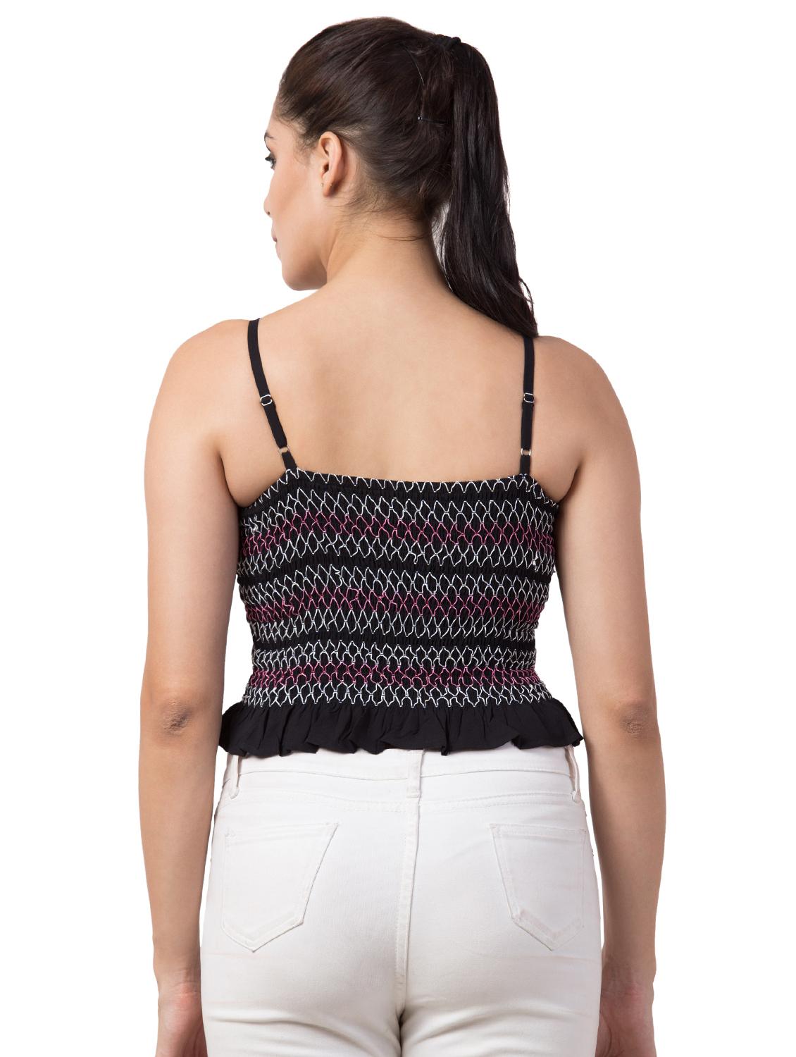 cami neck smocked crop top - 17835393 - Standard Image - 2