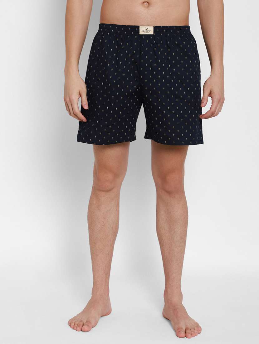 navy blue printed boxer