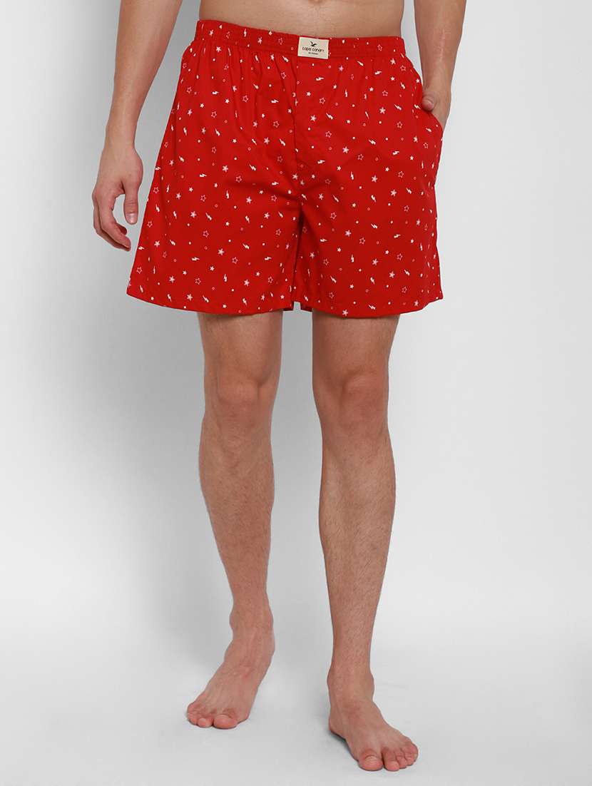red printed boxer