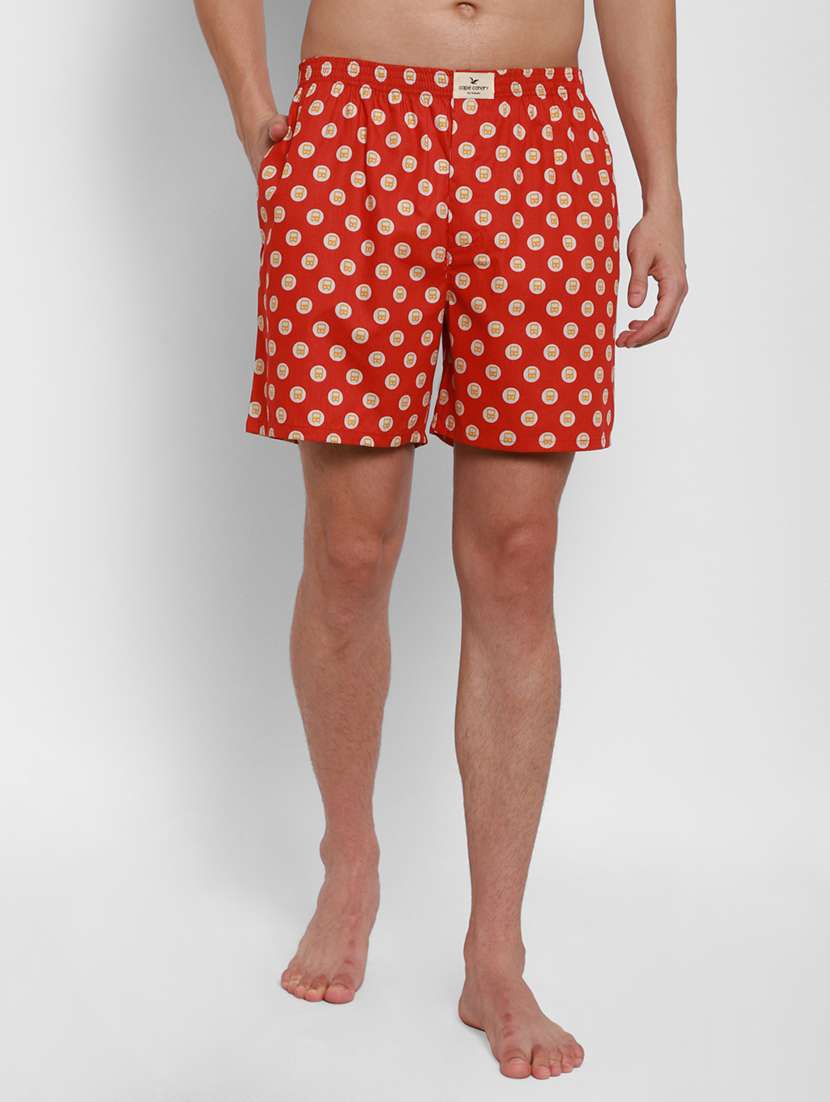 red printed boxer