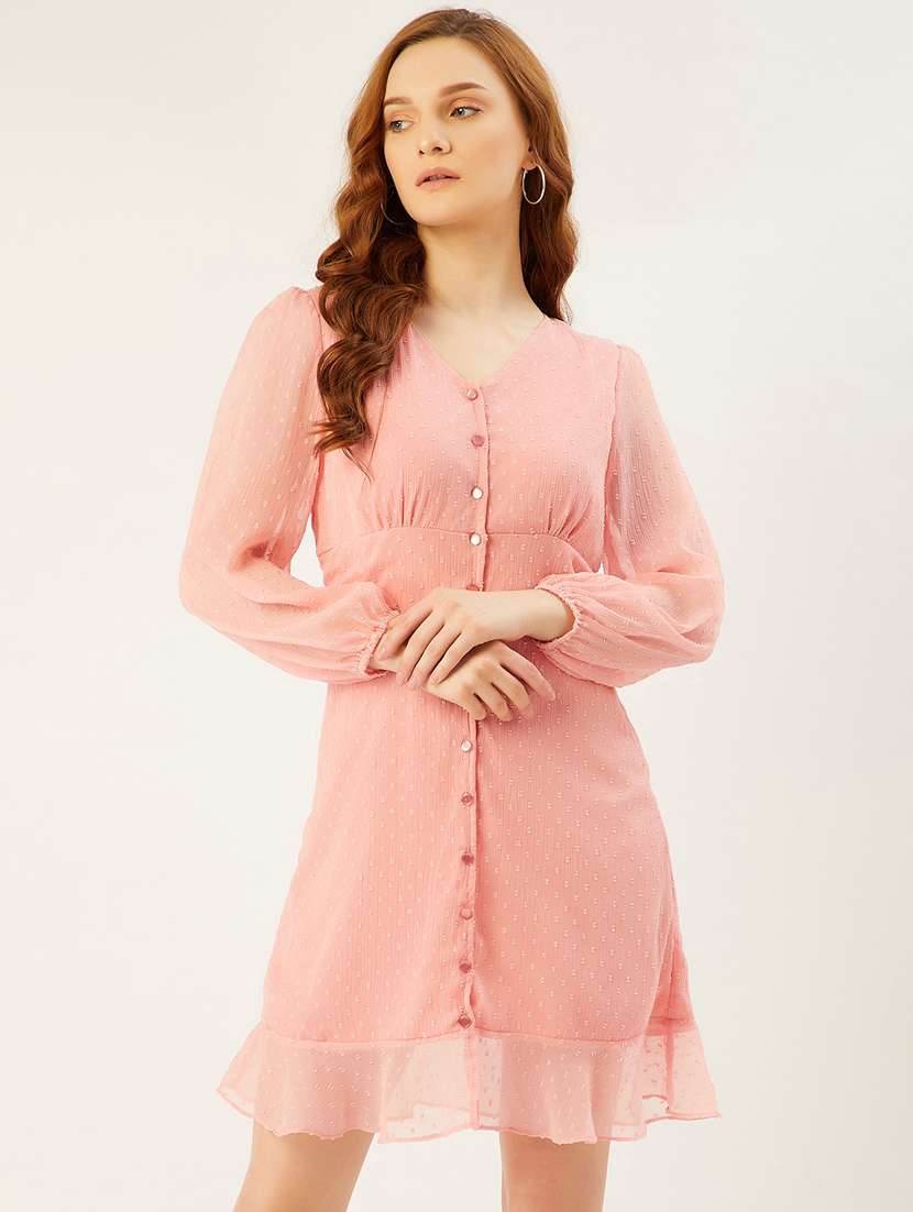 button up dobby a-line dress