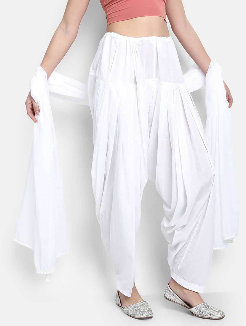 white cotton patiyala salwars