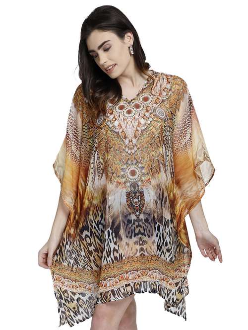 v-neck printed kaftan dress - 17837759 -  Standard Image - 0