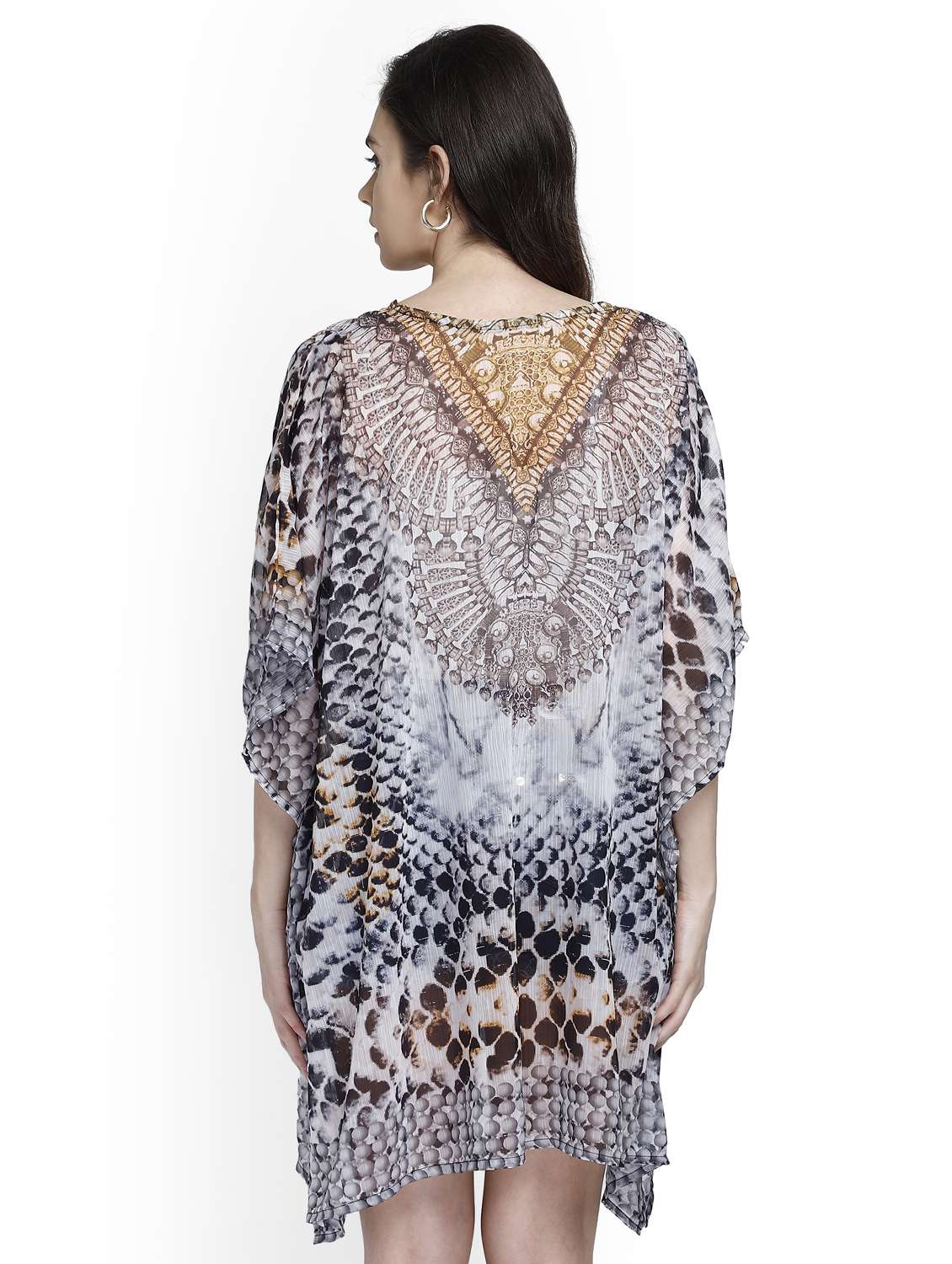 v-neck printed kaftan dress - 17837760 - Standard Image - 2
